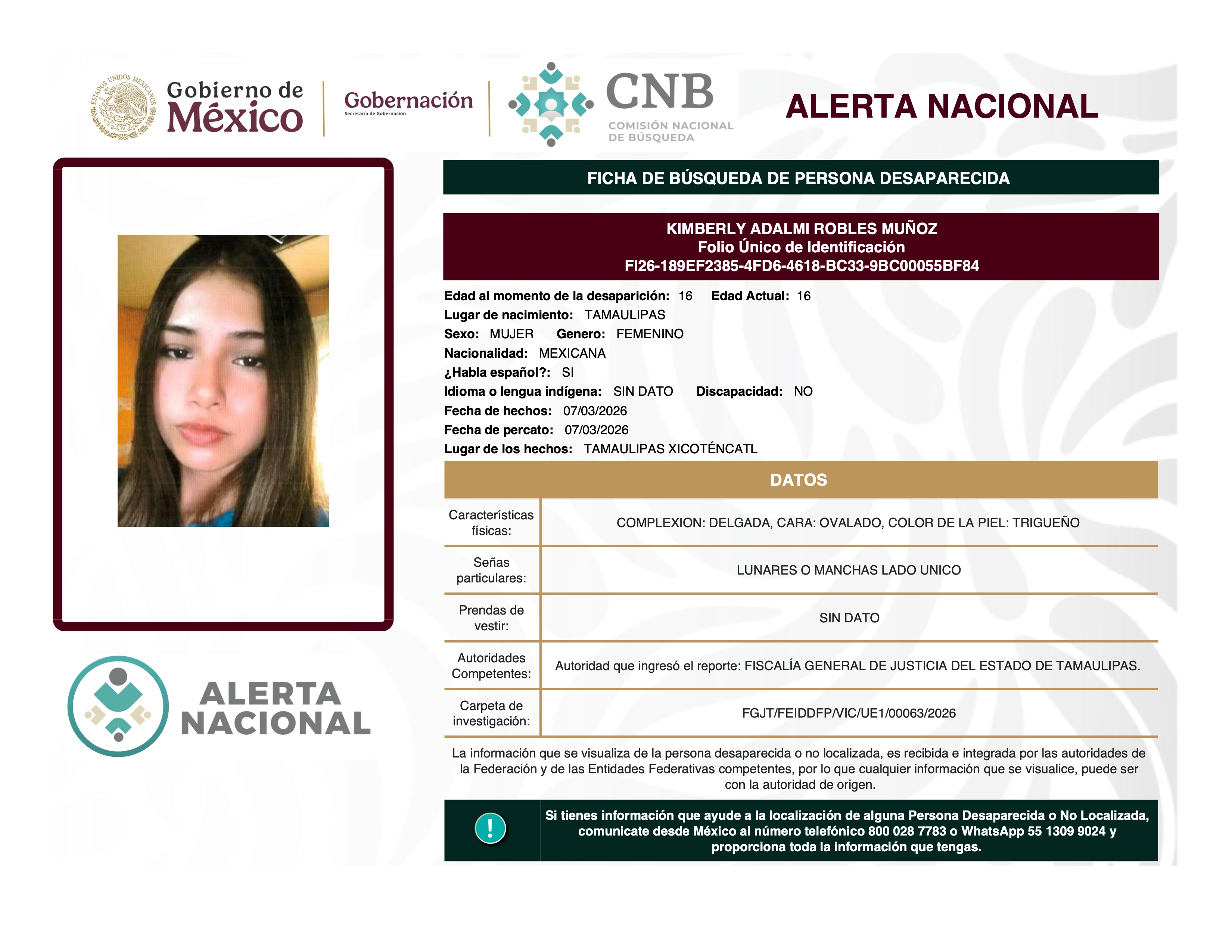 KIMBERLY ADALMI ROBLES MUNOZ